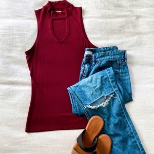 Sleeveless top with cutout